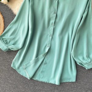 Casual Puff Sleeve Elegant Office Tops Street Wear Blouse - Image 14