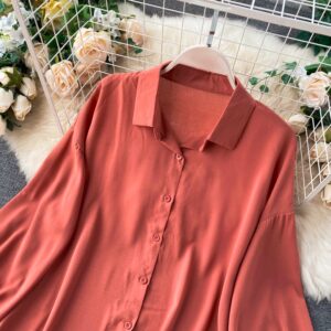 Casual Puff Sleeve Elegant Office Tops Street Wear Blouse - Image 19