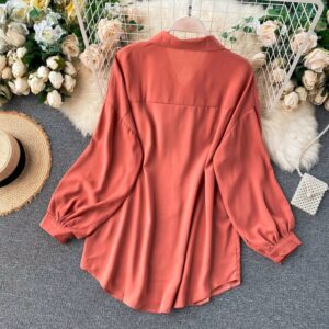 Casual Puff Sleeve Elegant Office Tops Street Wear Blouse - Image 22