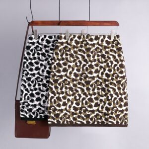 Fashion Retro Elastic High Waist Leopard Knitted Street Wear Short Skirt - Image 11