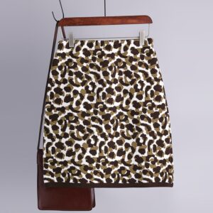 Fashion Retro Elastic High Waist Leopard Knitted Street Wear Short Skirt