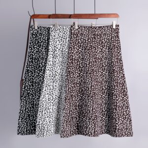 Fashion Vintage Elastic High Waist Leopard Knitted Street Wear Skirt - Image 2