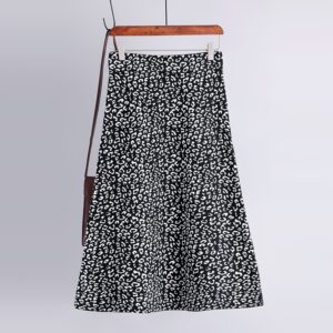 Fashion Vintage Elastic High Waist Leopard Knitted Street Wear Skirt