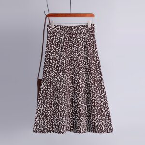 Fashion Vintage Elastic High Waist Leopard Knitted Street Wear Skirt - Image 3