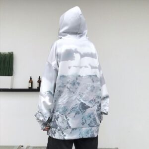 Gradient snow mountain hooded loose sweatshirt - Image 2