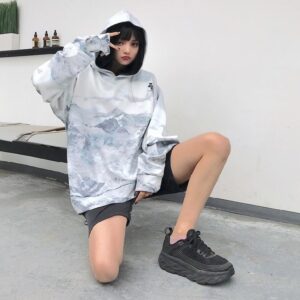 Gradient snow mountain hooded loose sweatshirt - Image 3