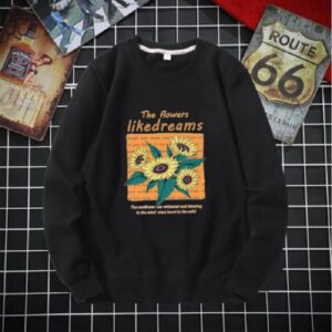 Sunflower print loose o-neck long sleeve sweatshirt - Image 2