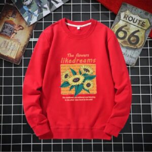 Sunflower print loose o-neck long sleeve sweatshirt - Image 3