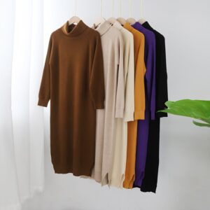Turtleneck Knitted Long Sweater Dresses