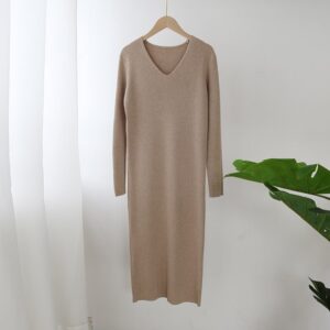 V Neck Solid Basic Bodycon Dresses - Image 3