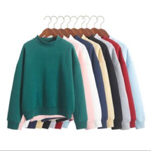 velvet o-neck solid color loose sweatshirt - Image 2