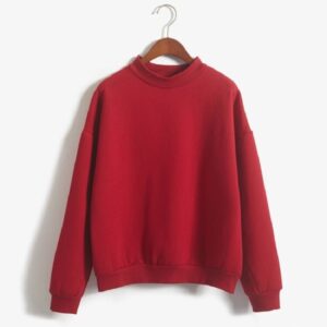 velvet o-neck solid color loose sweatshirt - Image 3