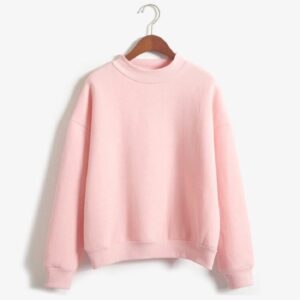 velvet o-neck solid color loose sweatshirt - Image 4