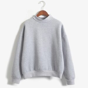 velvet o-neck solid color loose sweatshirt - Image 6