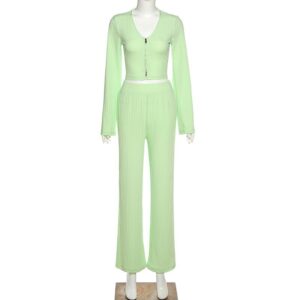 Casual Crop Top Loose Sweat Pants Two Piece Outfits - Image 6