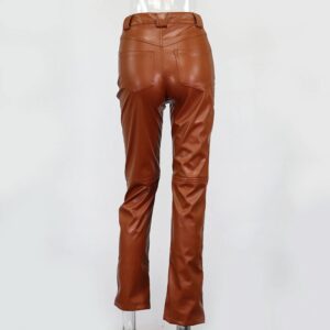 Casual High Waist Loose Long Trousers Goth Leather Pants - Image 13