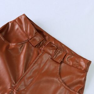Casual High Waist Loose Long Trousers Goth Leather Pants - Image 15