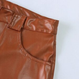 Casual High Waist Loose Long Trousers Goth Leather Pants - Image 16