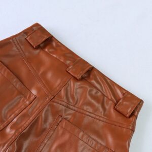 Casual High Waist Loose Long Trousers Goth Leather Pants - Image 17