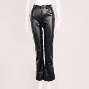 Casual High Waist Loose Long Trousers Goth Leather Pants - Image 21