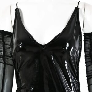 Casual Mesh Cut out Gloves Spaghetti Strap Long Dresses - Image 7
