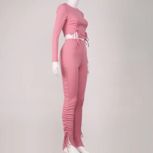 Casual Ruched Bodycon Trousers Two Piece Pants Set - Image 18
