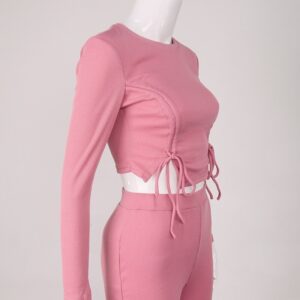 Casual Ruched Bodycon Trousers Two Piece Pants Set - Image 19