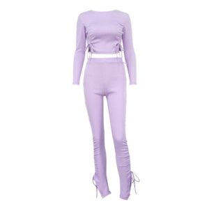 Casual Ruched Bodycon Trousers Two Piece Pants Set - Image 26