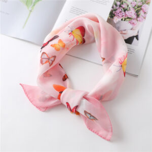 Chiffon Butterfly Print Square Neck Scarf