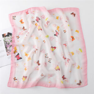 Chiffon Butterfly Print Square Neck Scarf - Image 2