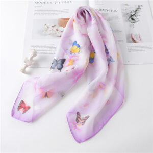 Chiffon Butterfly Print Square Neck Scarf - Image 7