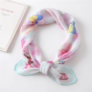 Chiffon Butterfly Print Square Neck Scarf - Image 3