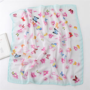 Chiffon Butterfly Print Square Neck Scarf - Image 4