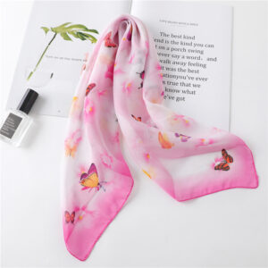 Chiffon Butterfly Print Square Neck Scarf - Image 5