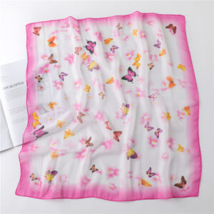 Chiffon Butterfly Print Square Neck Scarf - Image 6