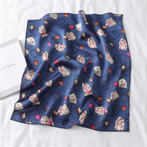 Design Print Silk Hair Small Square Neck Scarf - Image 2