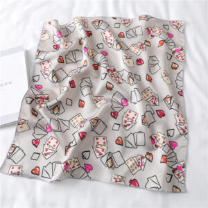 Design Print Silk Hair Small Square Neck Scarf - Image 10