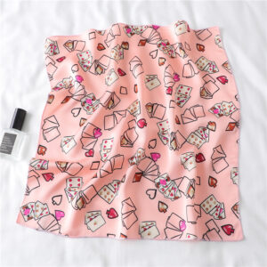 Design Print Silk Hair Small Square Neck Scarf - Image 4