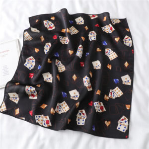 Design Print Silk Hair Small Square Neck Scarf - Image 6
