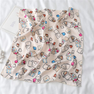 Design Print Silk Hair Small Square Neck Scarf - Image 8