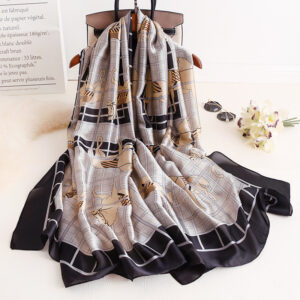 Designer Animal Print Silk Neck Scarf - Image 4