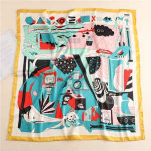 Fashion Design Print Square Silk Neck Scarf - Image 2