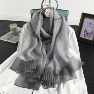 Fashion Luxury Striped Silk Scarf - Image 3