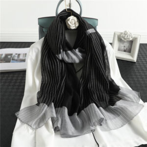 Fashion Luxury Striped Silk Scarf - Image 6