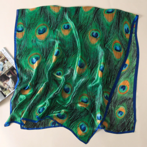 Fashion peacock print silk scarves - Image 2