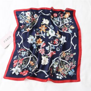 Floral Print Silk Square Neck Scarves - Image 2