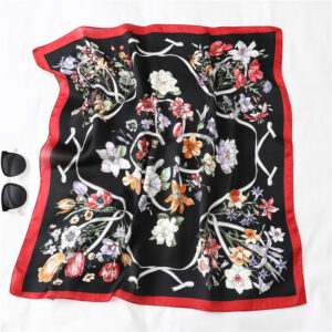 Floral Print Silk Square Neck Scarves - Image 4