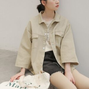 Harajuku Streetwear Solid Turn Down Collar Pockets Coat