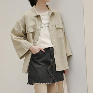 Harajuku Streetwear Solid Turn Down Collar Pockets Coat - Image 3