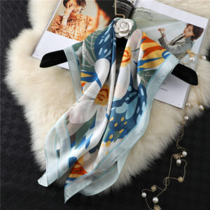High Quality Floral Print Silk Square Scarf